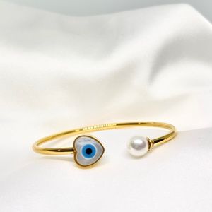 Expandable Open Cuff Evil Eye Bracelet